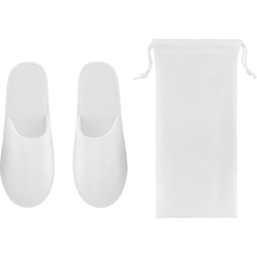 Hotel Slippers in Pouch_WHITE_DETAILEDIMAGE_front_2