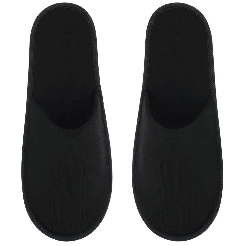 Hotel Slippers in Pouch_BLACK_front