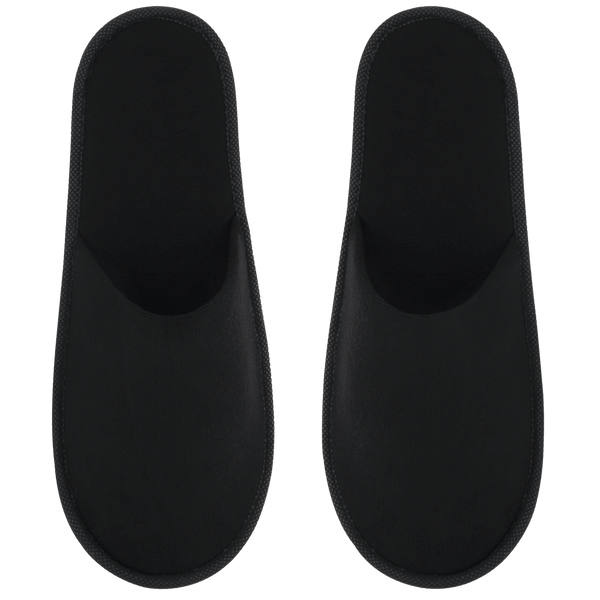 Hotel Slippers in Pouch_BLACK_front