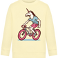Unicorn On Bicycle Design - Comfort Kids Sweater_AMARELO CLARO_front