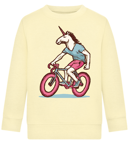 Unicorn On Bicycle Design - Comfort Kids Sweater_AMARELO CLARO_front