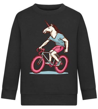 Unicorn On Bicycle Design - Comfort Kids Sweater_BLACK_front