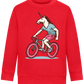 Unicorn On Bicycle Design - Comfort Kids Sweater_BRIGHT RED_front