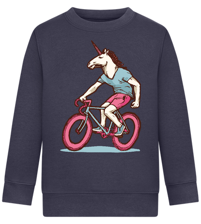 Unicorn On Bicycle Design - Comfort Kids Sweater_FRENCH NAVY_front