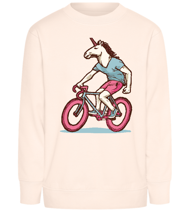 Unicorn On Bicycle Design - Comfort Kids Sweater_LIGHT PEACH ROSE_front