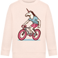 Unicorn On Bicycle Design - Comfort Kids Sweater_LIGHT PEACH ROSE_front