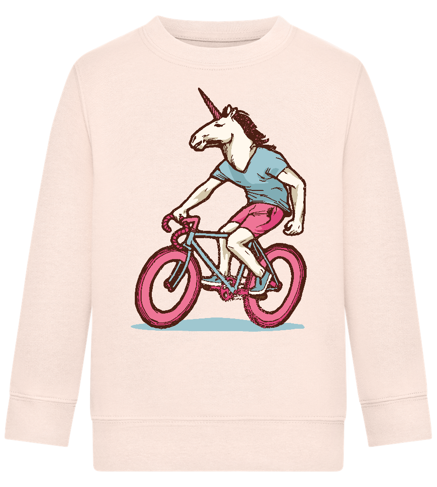 Unicorn On Bicycle Design - Comfort Kids Sweater_LIGHT PEACH ROSE_front