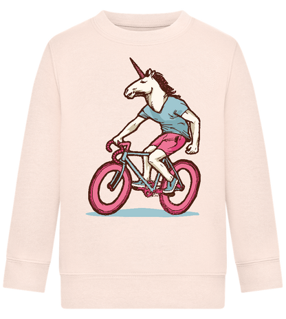 Unicorn On Bicycle Design - Comfort Kids Sweater_LIGHT PEACH ROSE_front