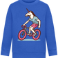 Unicorn On Bicycle Design - Comfort Kids Sweater_ROYAL_front