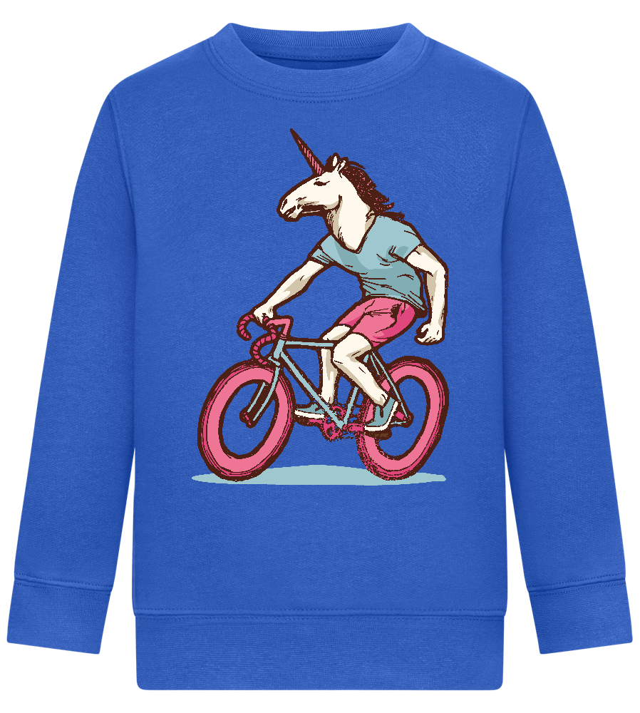 Unicorn On Bicycle Design - Comfort Kids Sweater_ROYAL_front