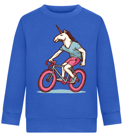 Unicorn On Bicycle Design - Comfort Kids Sweater_ROYAL_front