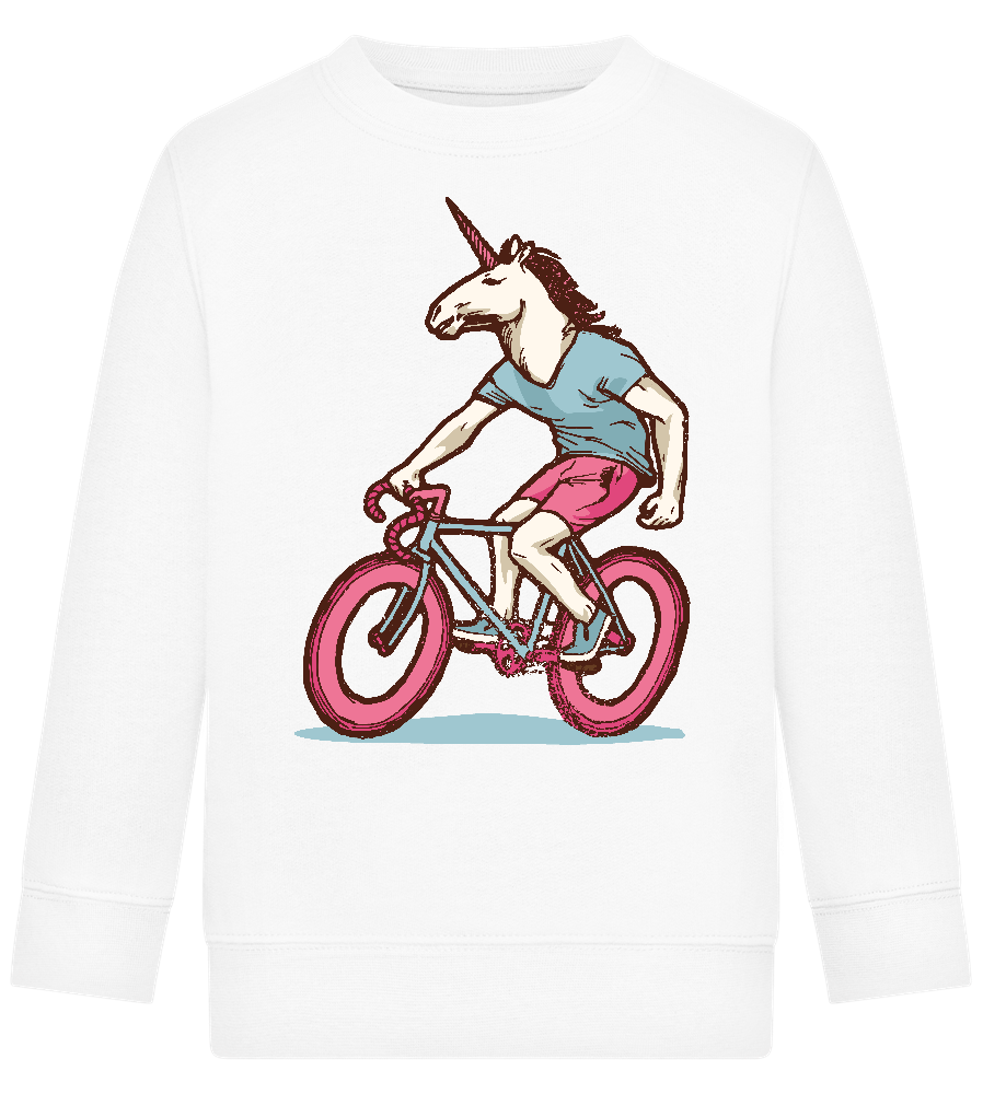 Unicorn On Bicycle Design - Comfort Kids Sweater_WHITE_front