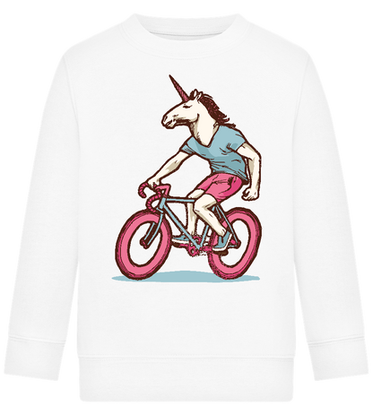 Unicorn On Bicycle Design - Comfort Kids Sweater_WHITE_front