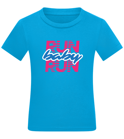 Run Baby Run Design - Comfort kids fitted t-shirt_TURQUOISE_front