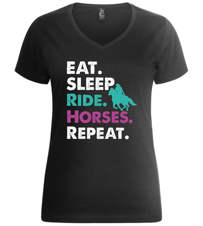 Ride Horses Repeat Design - Premium women's v-neck t-shirt_DEEP BLACK_front