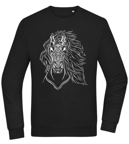 White Abstract Horsehead Design - Comfort Essential Unisex Sweater_BLACK_front