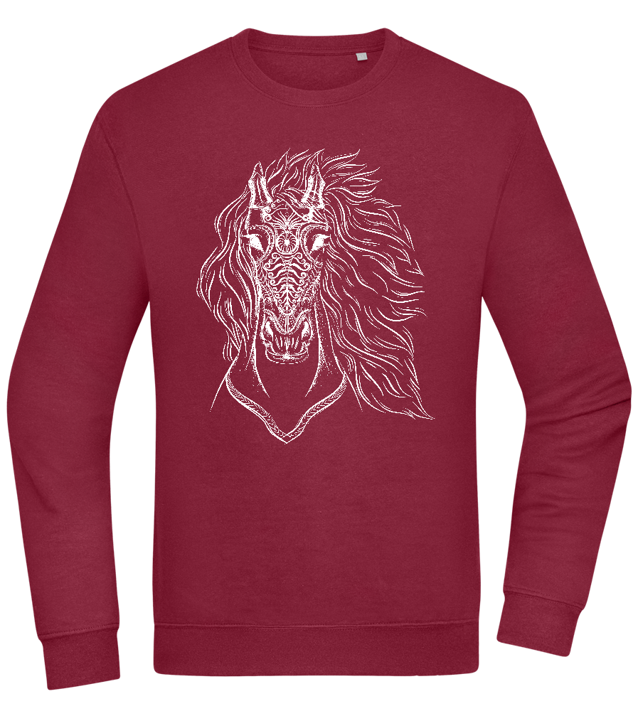 White Abstract Horsehead Design - Comfort Essential Unisex Sweater_BORDEAUX_front