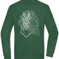 White Abstract Horsehead Design - Comfort Essential Unisex Sweater_GREEN BOTTLE_front