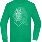 White Abstract Horsehead Design - Comfort Essential Unisex Sweater_MEADOW GREEN_front