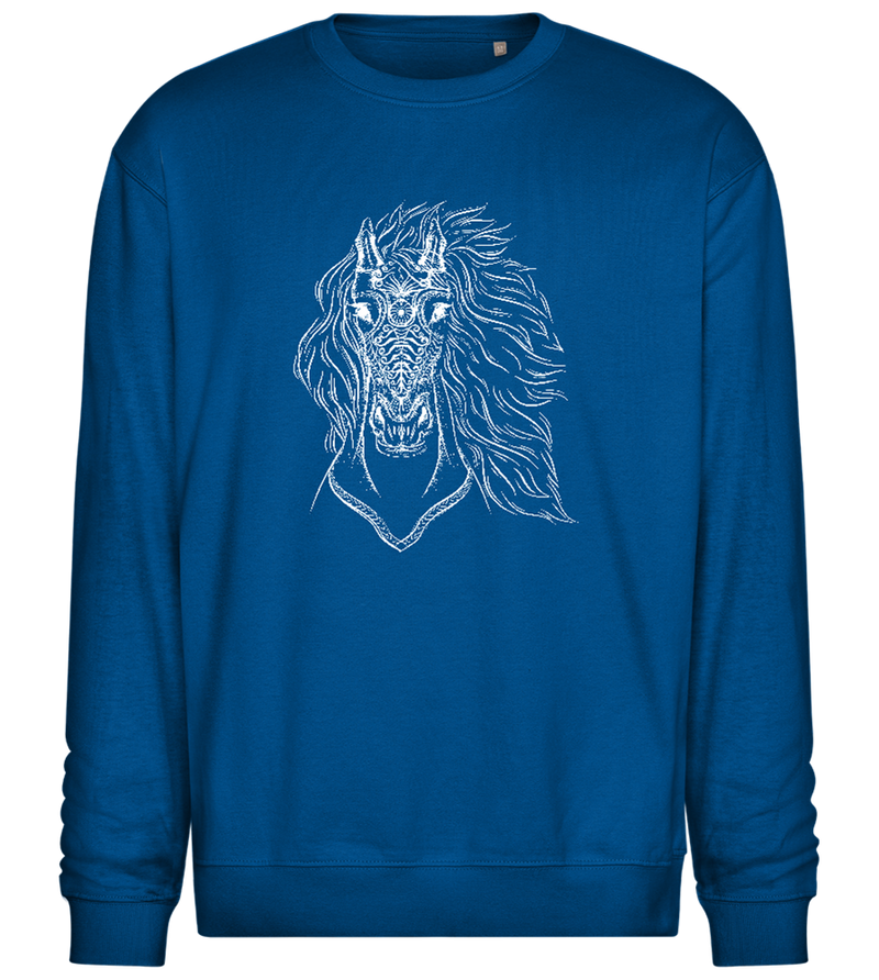 White Abstract Horsehead Design - Comfort Essential Unisex Sweater_ROYAL_front