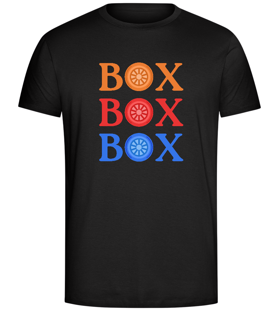 Box Box Wheel Design - Comfort Unisex T-Shirt_DEEP BLACK_front