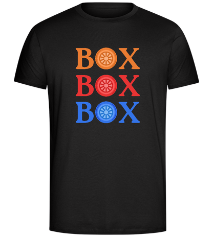 Box Box Wheel Design - Comfort Unisex T-Shirt_DEEP BLACK_front