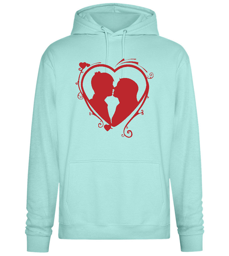 Silhouette Couple Kissing Design - Premium Essential Unisex Hoodie_ARCTIC BLUE_front