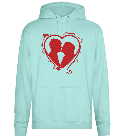 Silhouette Couple Kissing Design - Premium Essential Unisex Hoodie_ARCTIC BLUE_front