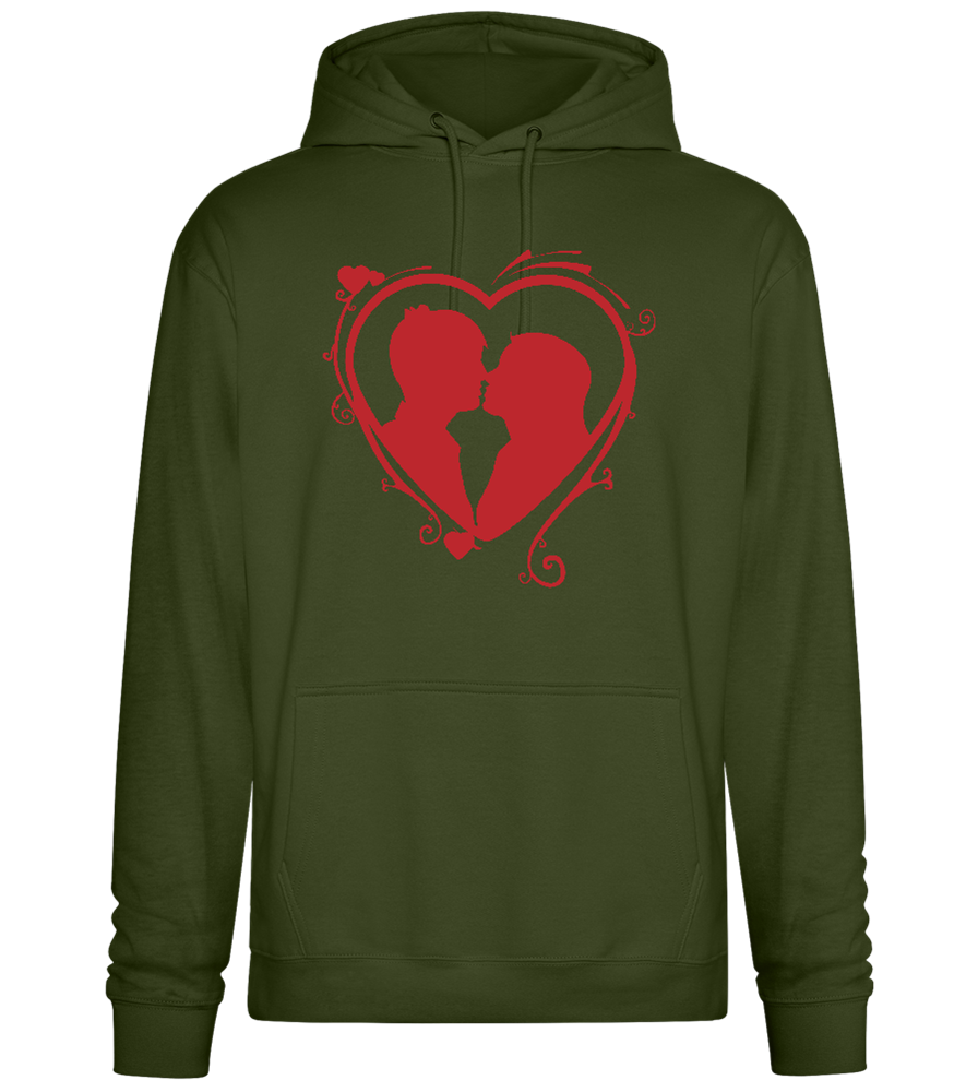 Silhouette Couple Kissing Design - Premium Essential Unisex Hoodie_ARMY_front