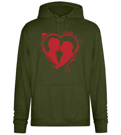 Silhouette Couple Kissing Design - Premium Essential Unisex Hoodie_ARMY_front