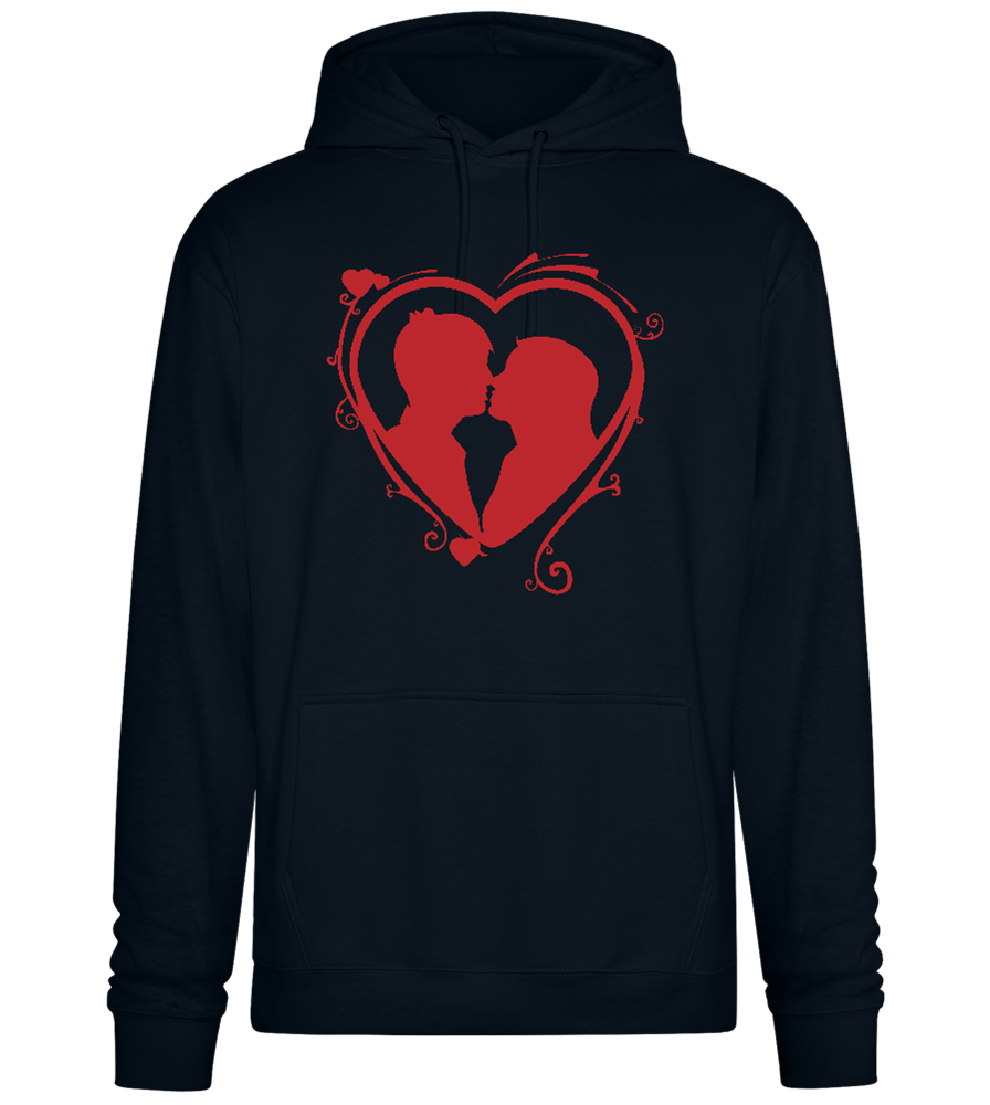 Silhouette Couple Kissing Design - Premium Essential Unisex Hoodie_BLACK_front