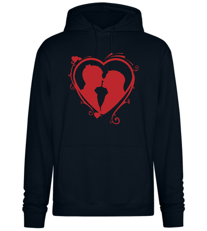 Silhouette Couple Kissing Design - Premium Essential Unisex Hoodie_BLACK_front