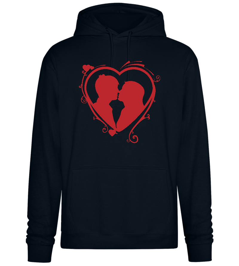 Silhouette Couple Kissing Design - Premium Essential Unisex Hoodie_BLACK_front