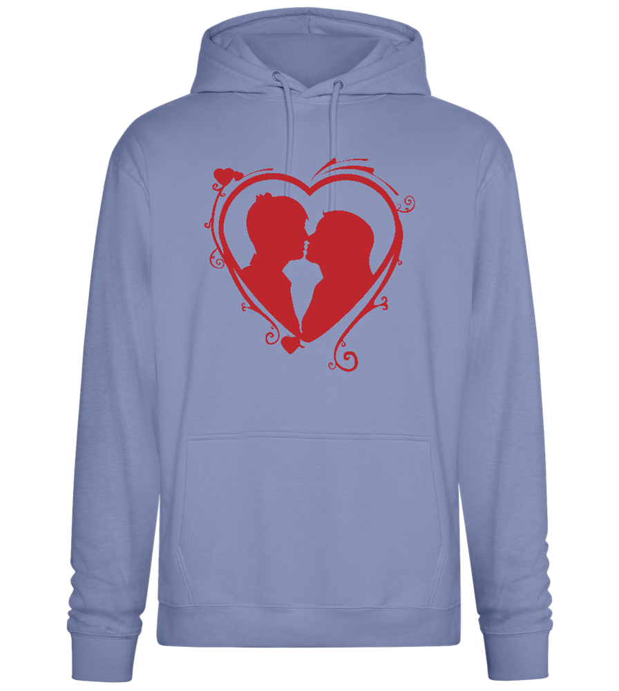 Silhouette Couple Kissing Design - Premium Essential Unisex Hoodie_BLUE_front