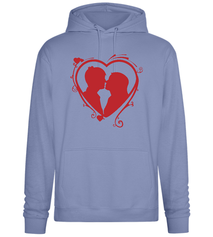 Silhouette Couple Kissing Design - Premium Essential Unisex Hoodie_BLUE_front