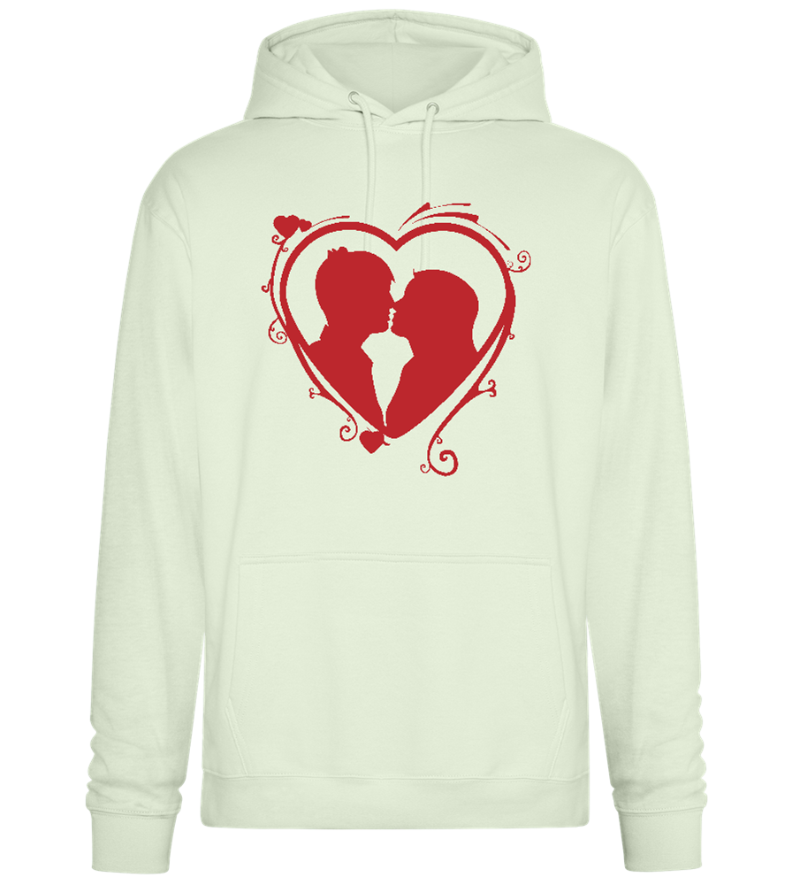 Silhouette Couple Kissing Design - Premium Essential Unisex Hoodie_CREAMY GREEN_front