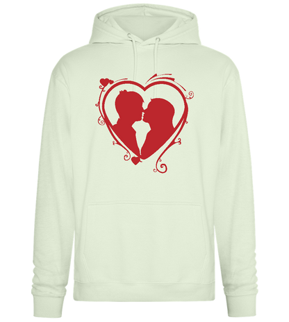 Silhouette Couple Kissing Design - Premium Essential Unisex Hoodie_CREAMY GREEN_front