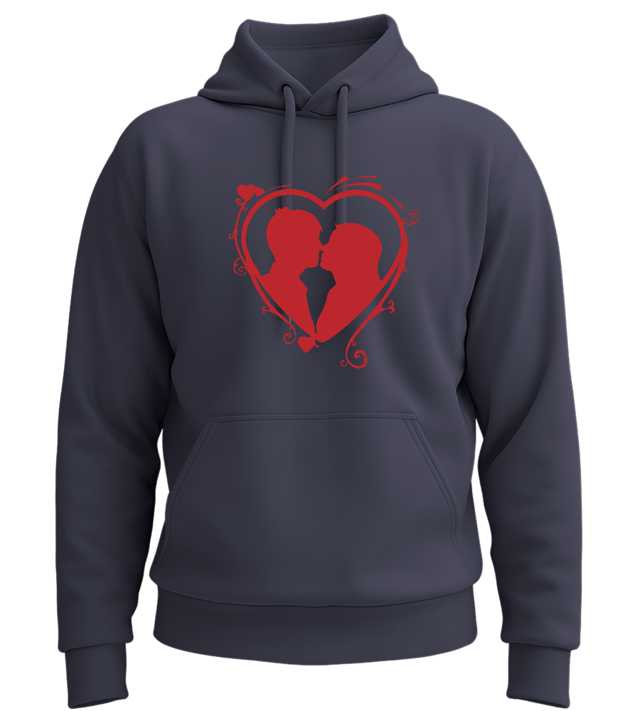 Silhouette Couple Kissing Design - Premium Essential Unisex Hoodie_FRENCH NAVY_front