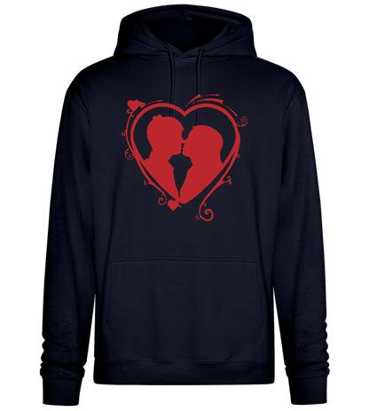 Silhouette Couple Kissing Design - Premium Essential Unisex Hoodie_FRENCH NAVY_front