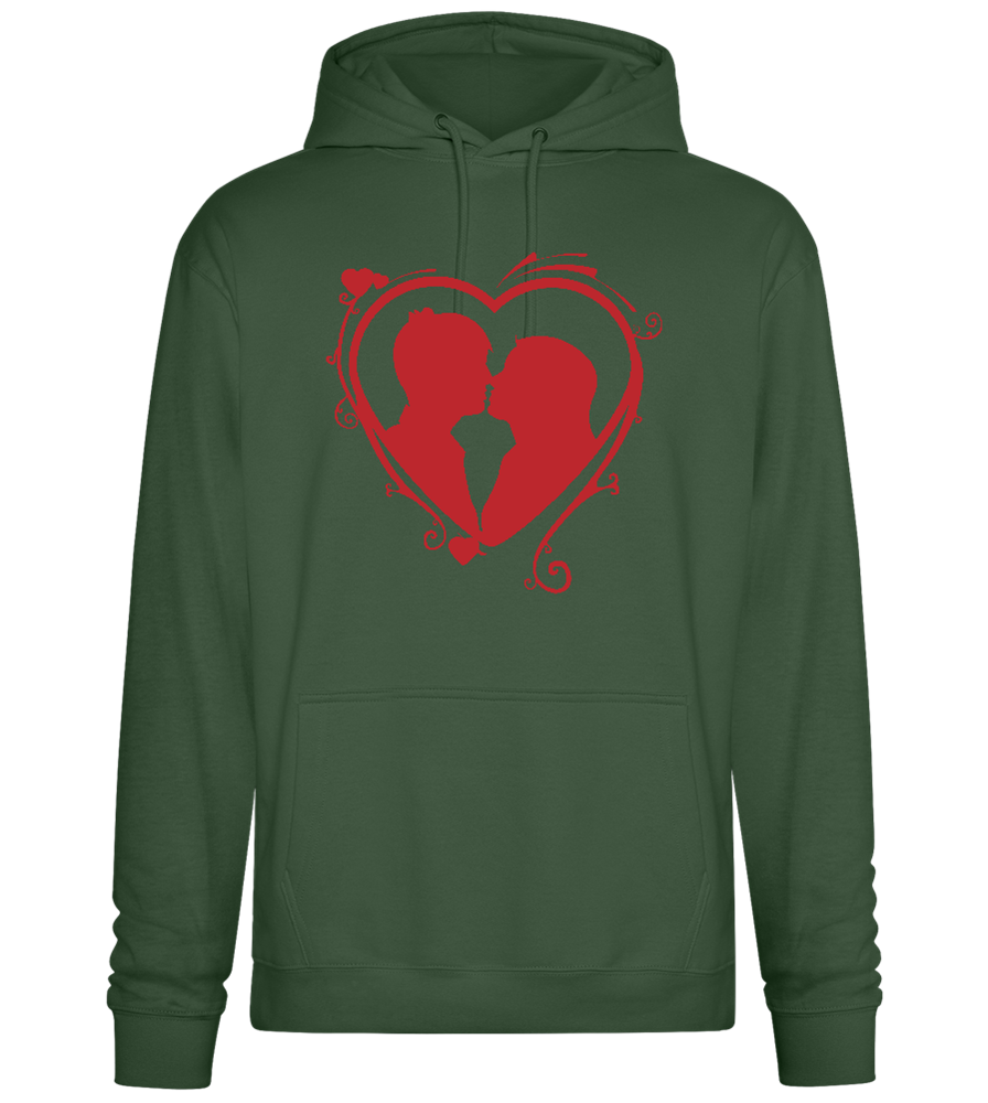 Silhouette Couple Kissing Design - Premium Essential Unisex Hoodie_GREEN BOTTLE_front