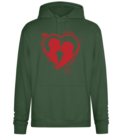 Silhouette Couple Kissing Design - Premium Essential Unisex Hoodie_GREEN BOTTLE_front