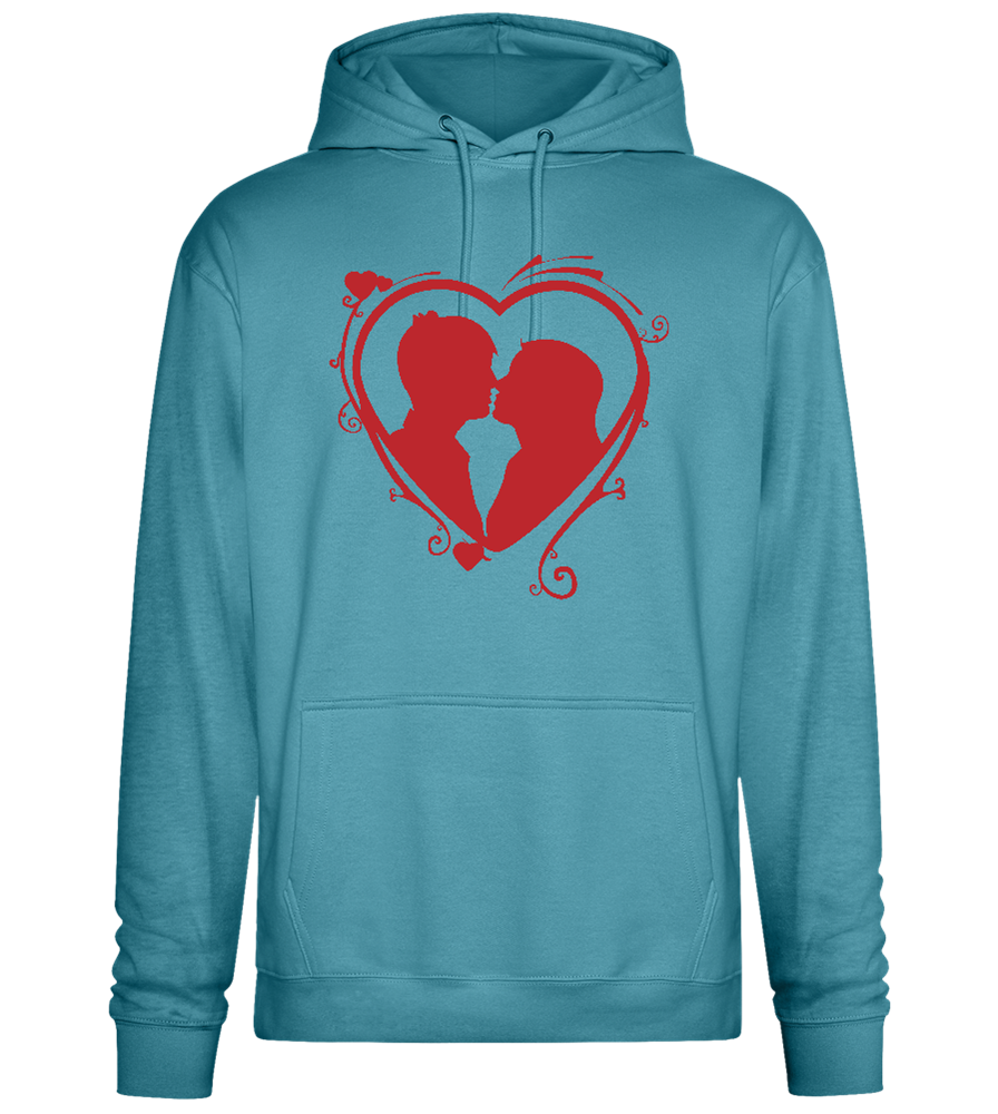 Silhouette Couple Kissing Design - Premium Essential Unisex Hoodie_POOL BLUE_front