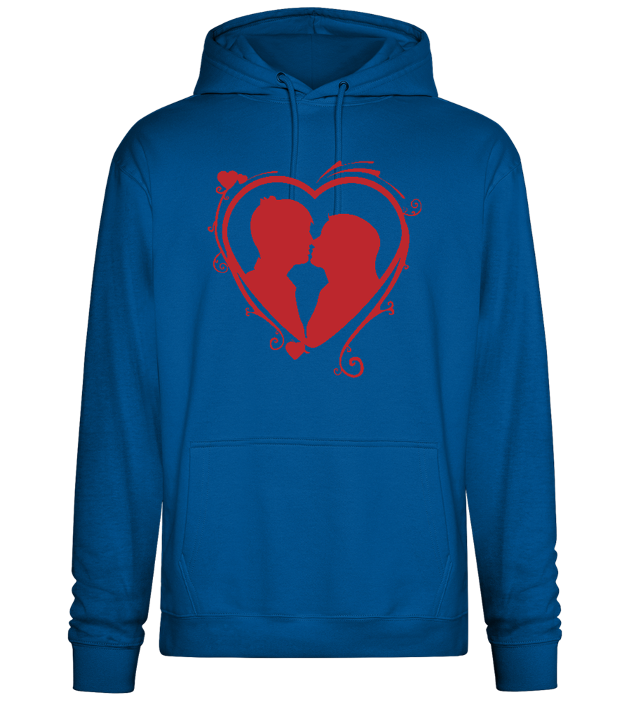 Silhouette Couple Kissing Design - Premium Essential Unisex Hoodie_ROYAL_front