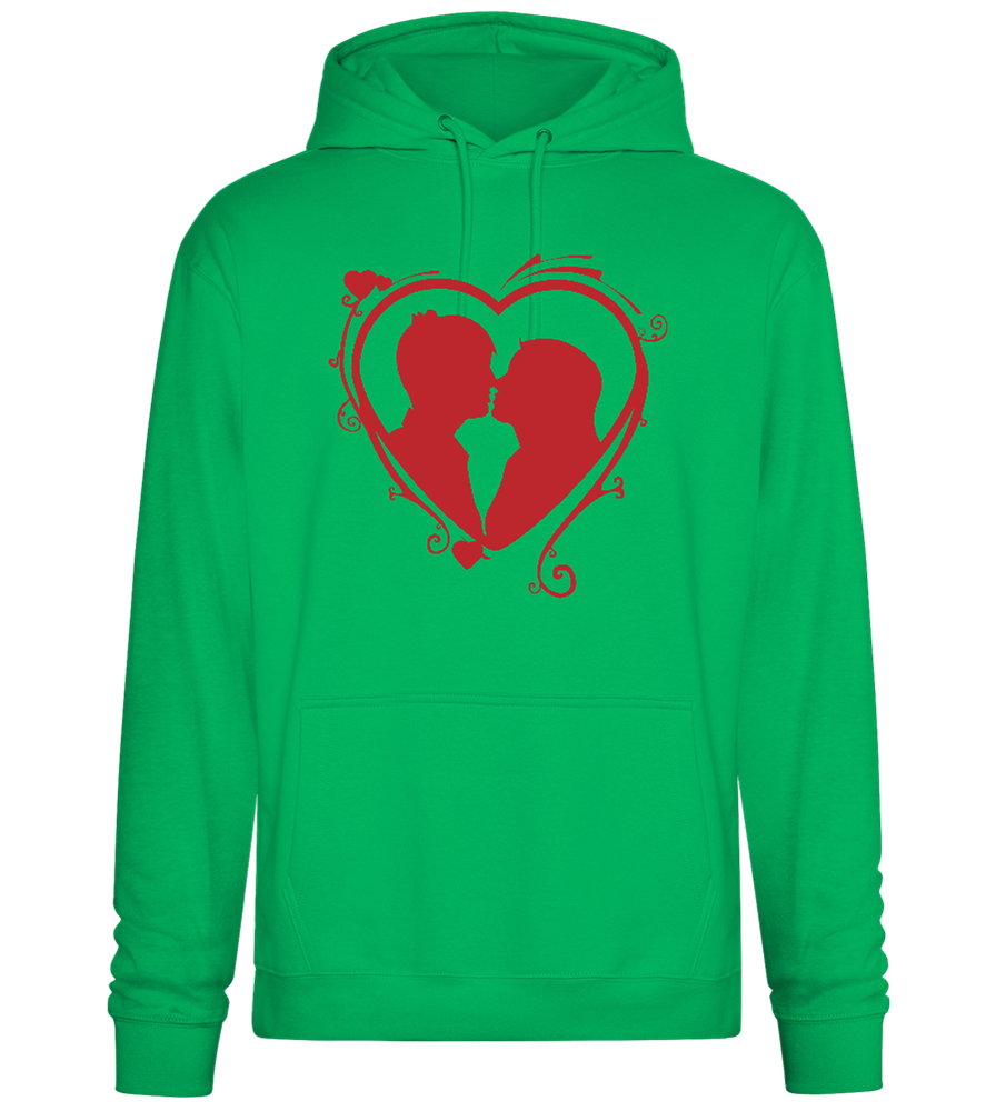 Silhouette Couple Kissing Design - Premium Essential Unisex Hoodie_SPRING GREEN_front