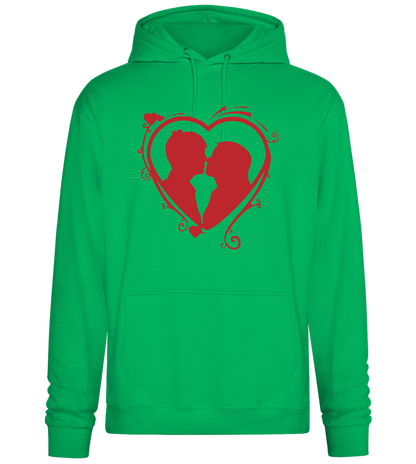 Silhouette Couple Kissing Design - Premium Essential Unisex Hoodie_SPRING GREEN_front