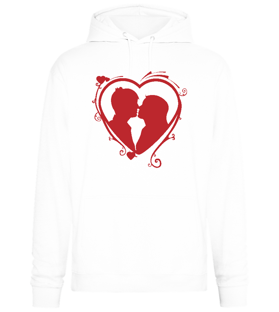 Silhouette Couple Kissing Design - Premium Essential Unisex Hoodie_WHITE_front