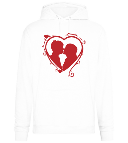 Silhouette Couple Kissing Design - Premium Essential Unisex Hoodie_WHITE_front