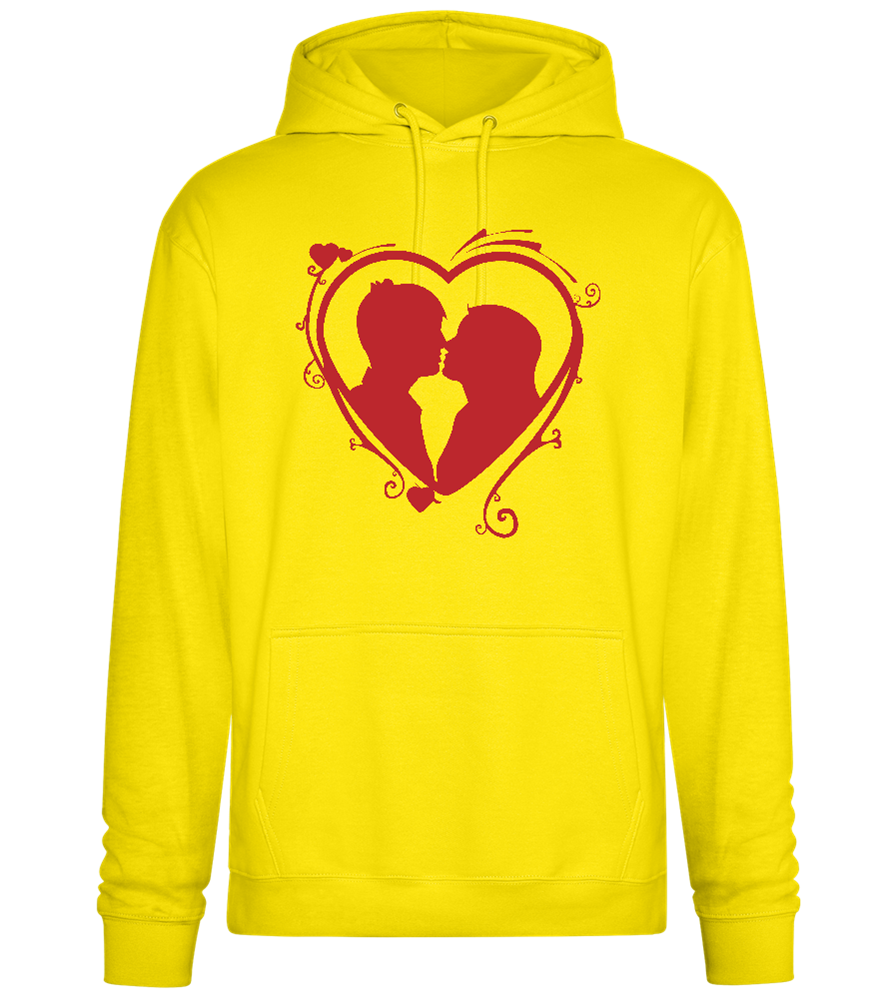 Silhouette Couple Kissing Design - Premium Essential Unisex Hoodie_YELLOW_front