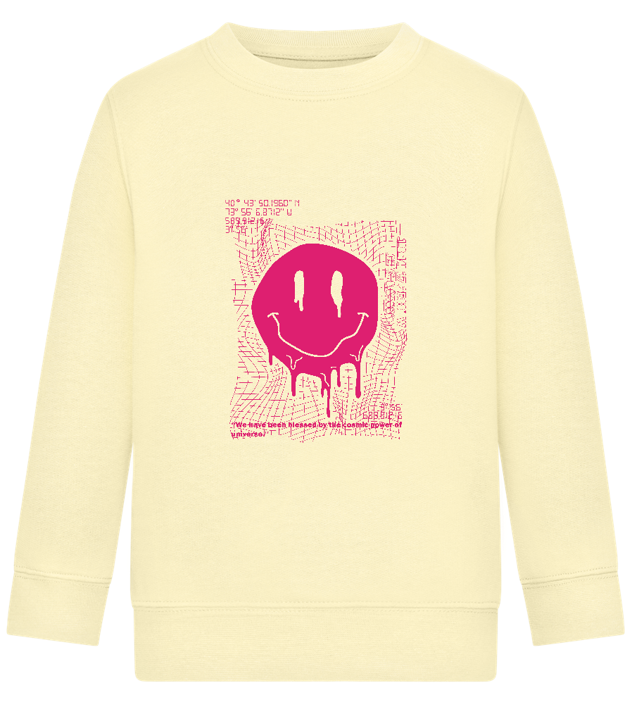 Distorted Pink Smiley Design - Comfort Kids Sweater_AMARELO CLARO_front