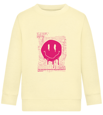 Distorted Pink Smiley Design - Comfort Kids Sweater_AMARELO CLARO_front